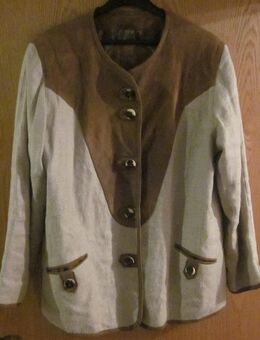 Gr. 42: Damen-Trachten-Jacke, hellbraunes Leder + Leinen - München