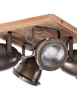 Brilliant Deckenstrahler Carmen Wood, ohne Leuchtmittel, Spotplatte 4flg burned steel/holz