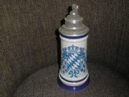 Prachtkrug Wappen Porzellan Krug Weiß Blau Zinndeckel - Bottrop