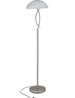 Brilliant Stehlampe Boston, ohne Leuchtmittel, 1,4m Höhe, E14 max. 40W, Glas/Metall, eisen/weiß-alabaster, silber