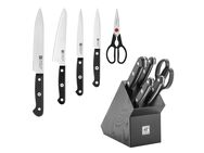 Zwilling Messerblock Gourmet (6tlg), Messerblock mit 4 Messern + 1 Schere, Buche, Sonderschmelze, Schwarz