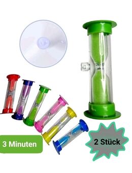 2 Stück Sanduhr mit Saugnapf 3 Minuten Außen Kunststoff Zahnputzuhr Sandglas 7,90 €* - Villingen-Schwenningen