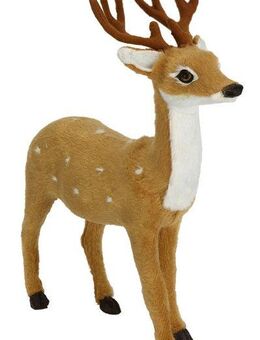 I.GE.A. Dekofigur Tierfigur Reh aus Kunstfell (1 St), Waldtier Statue Ornament Plüschtier Weihnachtsdeko Winterdeko Pelztier
