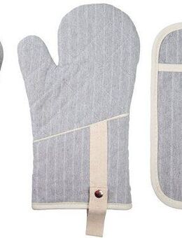 stuco Topfhandschuhe gestreift, (Set, 3-tlg., bestehend aus 2x Ofenhandschuh, 1x Küchengreifhilfe)