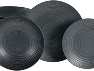 CreaTable Teller-Set Lava Stone Black, Tellerset 18-tlg (18-tlg), 6 Personen, Steinzeug, Seidenmatte Glasur