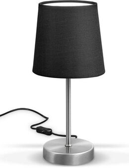 B.K.Licht Tischleuchte, ohne Leuchtmittel, LED Nachttischlampe mit Schalter E14 IP20 Stoff taupe matt-nickel