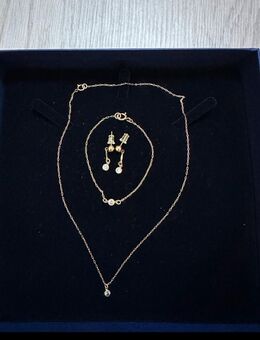 Zartes Schmuckset Kette Armband Ohrringe Edelstahl vergoldet Zirkonia - Mannheim