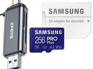 OTG DUAL Speicherkartenleser Beikell Twin, USB 3.0 Typ A & Typ C, SD & MicroSD Laufwerke, Samsung PROPlus MicroSDXC 256GB mit einer Datenübertragung von bis zu 160MB/s, inklusive SD-Adapter - Fürth