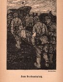 Alte Grafik , Zum Verbandplatz . , Hermann Neue , in der Platte signiert , Blatt 20,5cm x 13cm , 1. WK , M7 in 02828