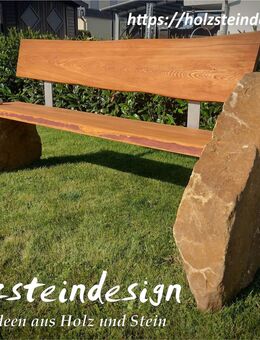 Bank, Gartenbank, Sitz-Gelegenheit Stein (Quarzit) und Holzbank - Argenthal