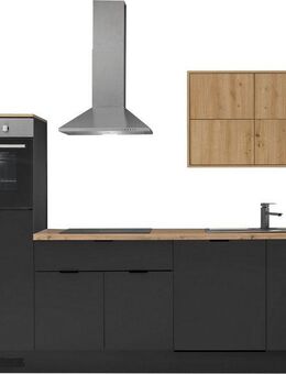 KOCHSTATION Küchenzeile KS-Georgia, mit 38mm starker Arbeitsplatte, Breite 260 cm, wahlweise mit E-Geräten und Kühlschrank