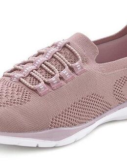 LASCANA Slipper, Halbschuh, leichtes Meshmaterial Sneaker zum Reinschlüpfen mit elastischen Schnürbändern VEGAN