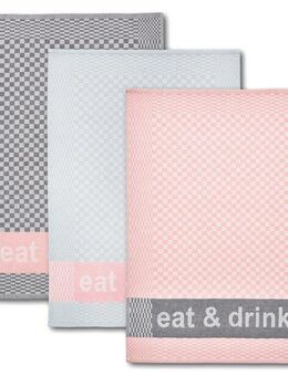 Dyckhoff Geschirrtuch Eat & Drink, Maße je Tuch ca. 50x70 cm, (Set, 3-tlg), mit drei verschiedenen Motiven