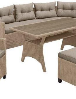 KONIFERA Gartenlounge-Set Keros Premium, (Set, 20-tlg., 2x 2er Sofa, 1x Ecke, 1x Sessel, 2x Hocker, 1x Tisch 145x75x67,5cm), Ecklounge, Polyrattan, Stahl, geeignet für 8 Personen, inkl. Auflagen