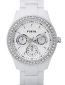 Fossil Uhr weiß mit Steinen in 48485