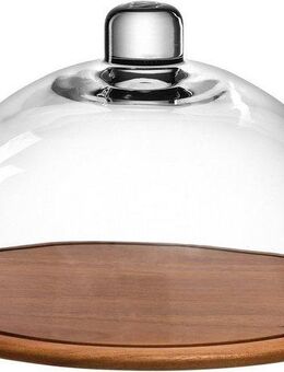 LEONARDO Servierplatte CUCINA, Glas, Massivholz, (Set), Holzkäseplatte/Glasglocke, handgefertigtes Unikat