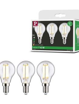Paulmann LED-Leuchtmittel Eco-Line Filament 230V LED Tropfen E14 3er-Pack 525lm 2,5W 3000K Klar, E14, 3 St., Warmweiß