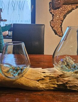 Wurzelholz Glasvase Dekoglas Höhe 26cm Süßigkeiten Liqva Vase Unikat Bonboniere Wurzelholz Blumenvase Root wood glass Deco Glas Gamalvase004 - Wehr (Rheinland-Pfalz)