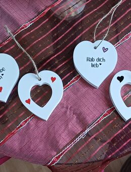 2 er Set Herzen Herz incl. Organza Säckchen " Ich liebe Dich " oder " Hab dich lieb " - Rheinbach
