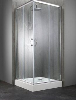 welltime Eckdusche Summer Set, BxT: 90x90 cm, Sicherheitsglas, Spar-Set, inkl. Duschtasse, variabler Verstellbereich, mit Schiebetüren