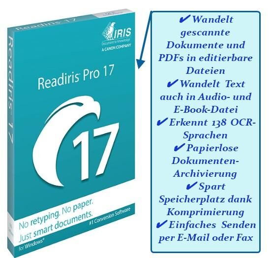 Iris Readiris Pro 17 - OCR-Software für Windows | deutscher Vollversion - OVP, versiegelt inkl. Seriennummer - Kaiserslautern