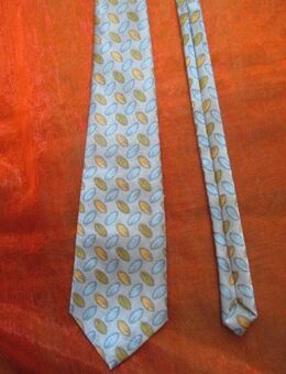 NEU * Edel * Original 1980er VINTAGE * Business * Anlass * Blätter * Seiden * Krawatte "METZEN" serenity * hell- blau * gold- vanille- gelb * - Riedlingen