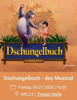 2 Tickets Musical Dschungelbuch Theater Melle 30.01.2026 16:00 Uhr - Georgsmarienhütte Zentrum