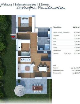 Klimafreundliche Neubau-Eigentumswohnung, barrierefrei mit Gartenanteil - Neustadt (Waldnaab)
