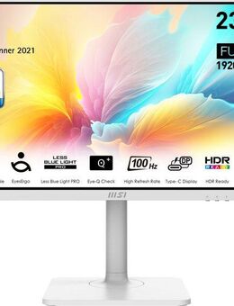 MSI Modern MD2412P LED-Monitor (60 cm/24 ", 1920 x 1080 px, Full HD, 1 ms Reaktionszeit, 100 Hz, IPS, höhenverstellbar, 3 Jahre Herstellergarantie, USB-C)