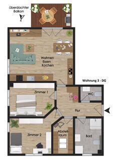 NEUBAU 3-ZIMMER-DACHGESCHOSSWOHNUNG IN ZENTRALER LAGE