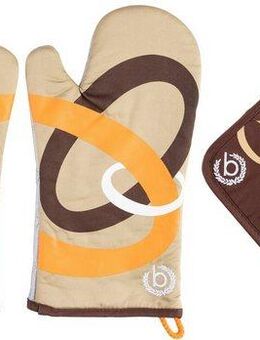 bugatti Topfhandschuhe Ellipse, (Set, 3-tlg., bestehend aus 2x Ofenhandschuh, 1x Topflappen)