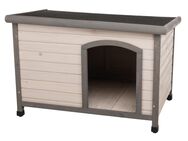 Spar-Komplettset: Trixie Natura Flachdach-Hundehütte Classic mit Isolierung - Größe L: B 116 x T 79 x H 82 cm, grau