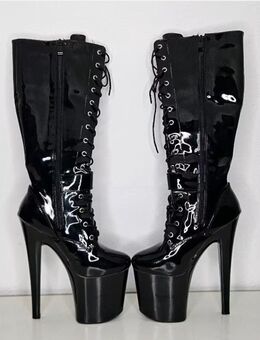 Lack-Stiefel schwarz, Größe 37 - Wolfsburg
