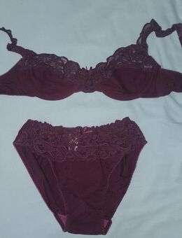 Damen WÄSCHESET von NEW TASTE BH 80 B + Slip 36/38 bordeauxfarben Spitze Bügel Häkchen 95 % Baumwolle GUT! - Münster