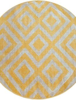 Paco Home Teppich Poco 821, rund, Höhe: 6 mm, Kurzflor, Rauten-Design, In- und Outdoor geeignet