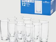 van Well Bierglas Willybecher, Glas, 0,25 L, geeicht, spülmaschinenfest, Gastronomiequalität, 12-tlg.