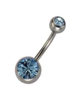 Zeeme Bauchnabelpiercing Titan silberfarben Kristall hellblau