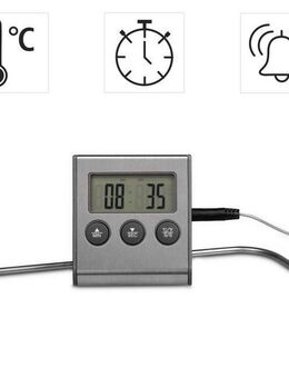Xavax Bratenthermometer Digitales Bratenthermometer mit Timer, Fleischthermometer, Timer