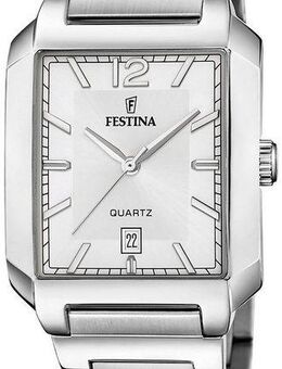 Festina Quarzuhr On The Square F20677/2, Armbanduhr, Herrenuhr, Damenuhr, Edelstahlarmband, Datum