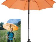EuroSCHIRM® Taschenregenschirm teleScope handsfree, orange, zweifach ausziehbarer Schaft, handfrei tragbar