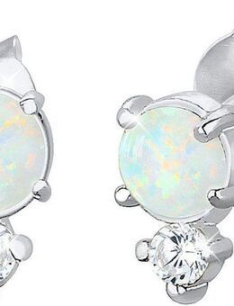 Elli Paar Ohrstecker Schmuck Geschenk Silber 925 Ohrringe, mit Opal (synth), Zirkonia (synth)
