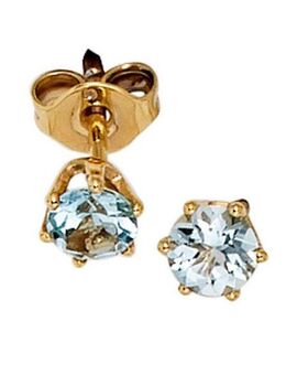 JOBO Paar Ohrstecker Ohrringe mit Aquamarin, 585 Gold