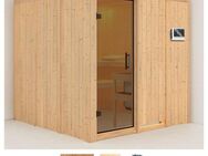Karibu Sauna Rodin, BxTxH: 196 x 196 x 198 cm, 68 mm, (Set) 9-kW-Bio-Ofen mit externer Steuerung