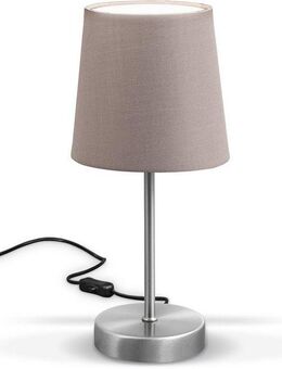 B.K.Licht Tischleuchte, ohne Leuchtmittel, LED Nachttischlampe mit Schalter E14 IP20 Stoff taupe matt-nickel