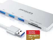 USB 3.0 - Typ A, Speicherkartenleser DUAL - SD & MicroSD Laufwerke, 3fach Hub - 3x USB 3.0 - Typ A, SanDisk Extreme - MicroSDXC 128GB mit einer Datenübertragung von bis zu 200MB/s - Fürth