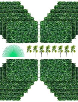 Künstliche Pflanzenwand 24 Stk. Sichtschutz Hecke Künstlich Grün, Künstliche Buchsbaumplatte PE, Sichtschutz Kunstpflanzen 60 x 40 cm, Sichtschutzhecke Wanddekoration Pflanzenwand Set453 - Wuppertal