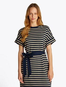Tommy Hilfiger A-Linien-Kleid COTTON INTERLOCK SHORT DRESS mit Bindeband