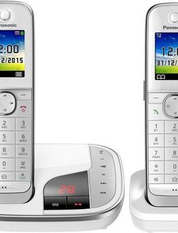 Panasonic KX-TGJ322 Schnurloses DECT-Telefon (Mobilteile: 2, mit Anrufbeantworter, Weckfunktion, Freisprechen)