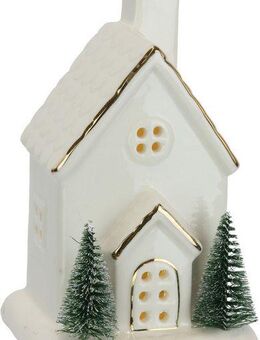 I.GE.A. LED-Dekofigur LED-Haus (1 St), Dekoobjekt LED batteriebetrieben Weiß Gold Weihnachtsdeko