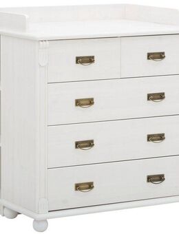 Lüttenhütt Wickelkommode "Aimo", Kommode, Landhausstil, mit edlen Messinggriffen und Details, aus Massivholz (Kiefer), FSC®-Holz